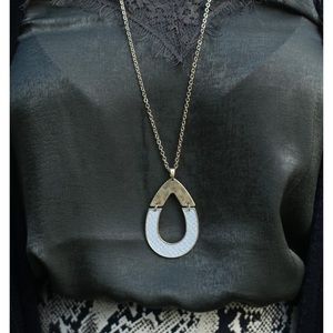 Gold and Grey Snakeskin Pendant Necklace